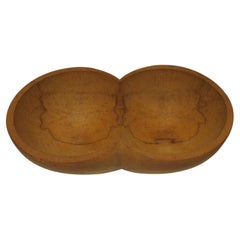 Decorative Wooden fluted Double Bowl by David Pye OBE