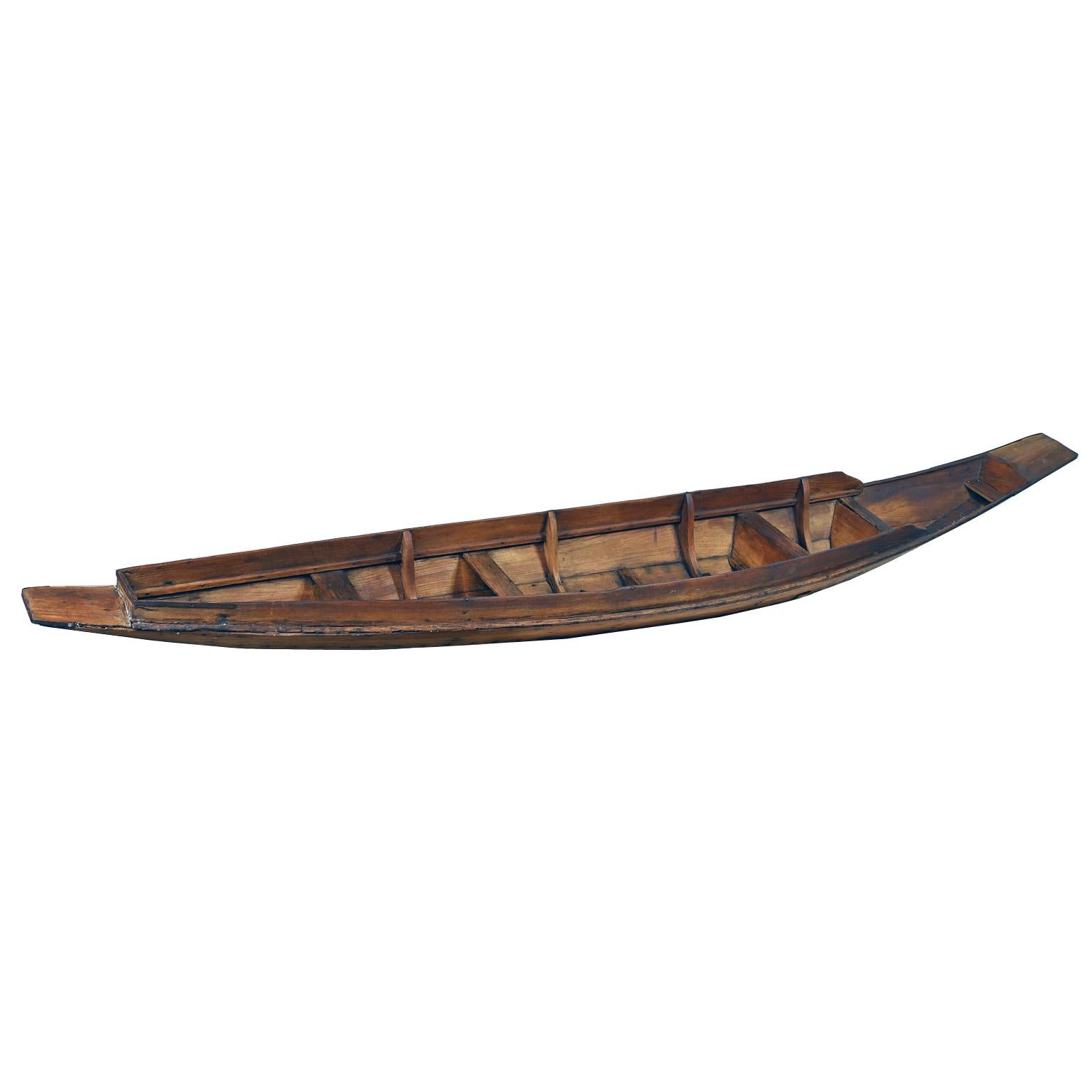 Decorative 12' Long Wooden Oyster Boat from South East Asia, 20th Century In Distressed Condition In Miami, FL