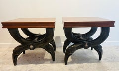 Decorative work, Pair of four-legged tables with X-shaped legs, circa 1970.