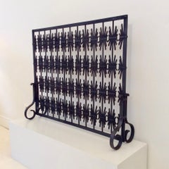 Decorative Wrought Iron Fire Screen, circa 1940, France