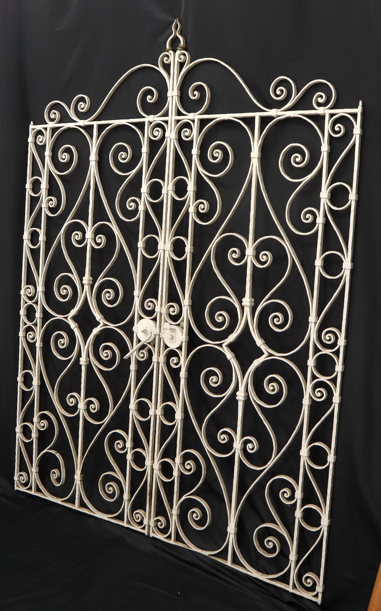 Rococo Revival Decorative Wrought Iron French Double Gate with Latch