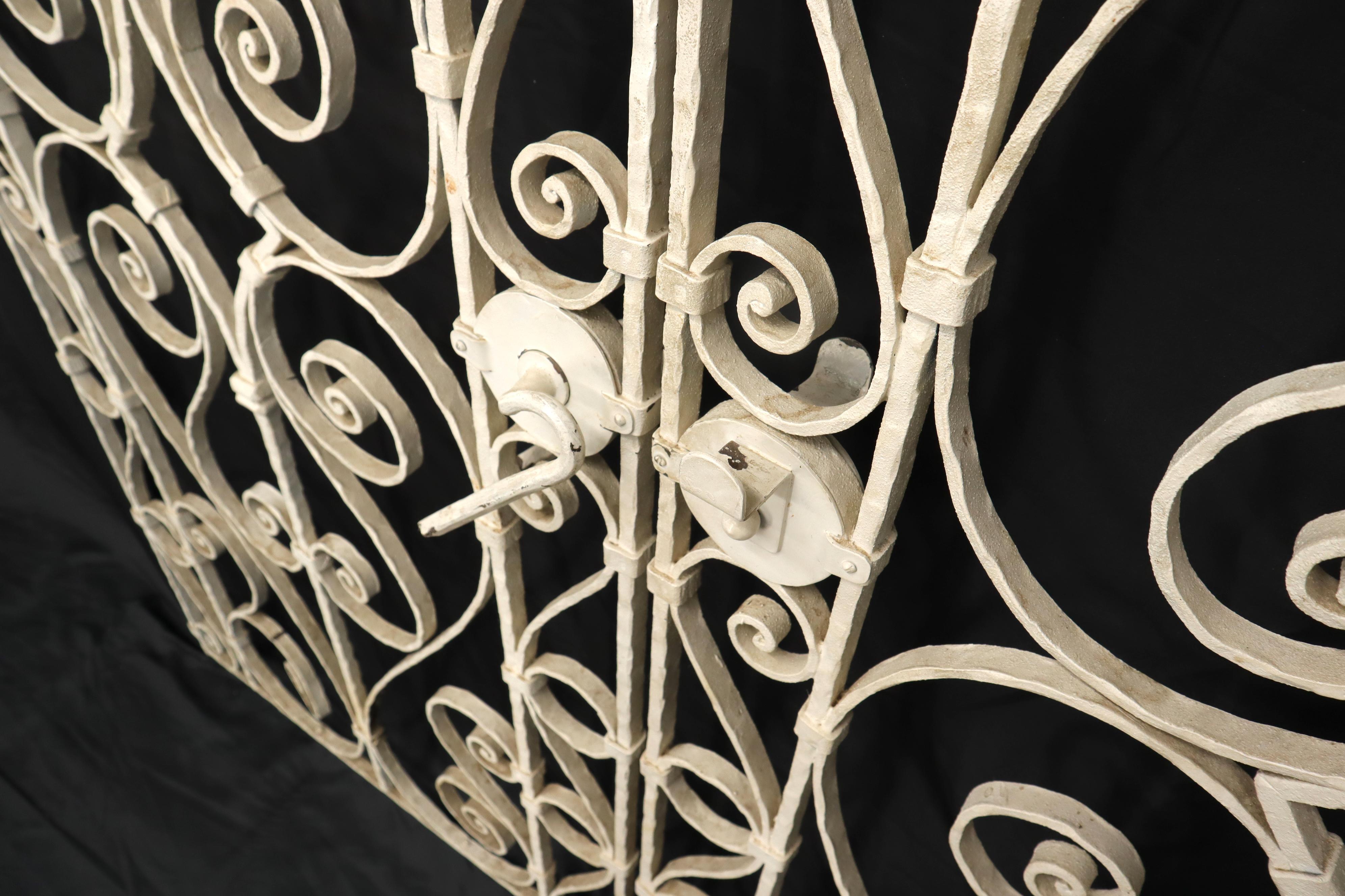 19th Century Decorative Wrought Iron French Double Gate with Latch