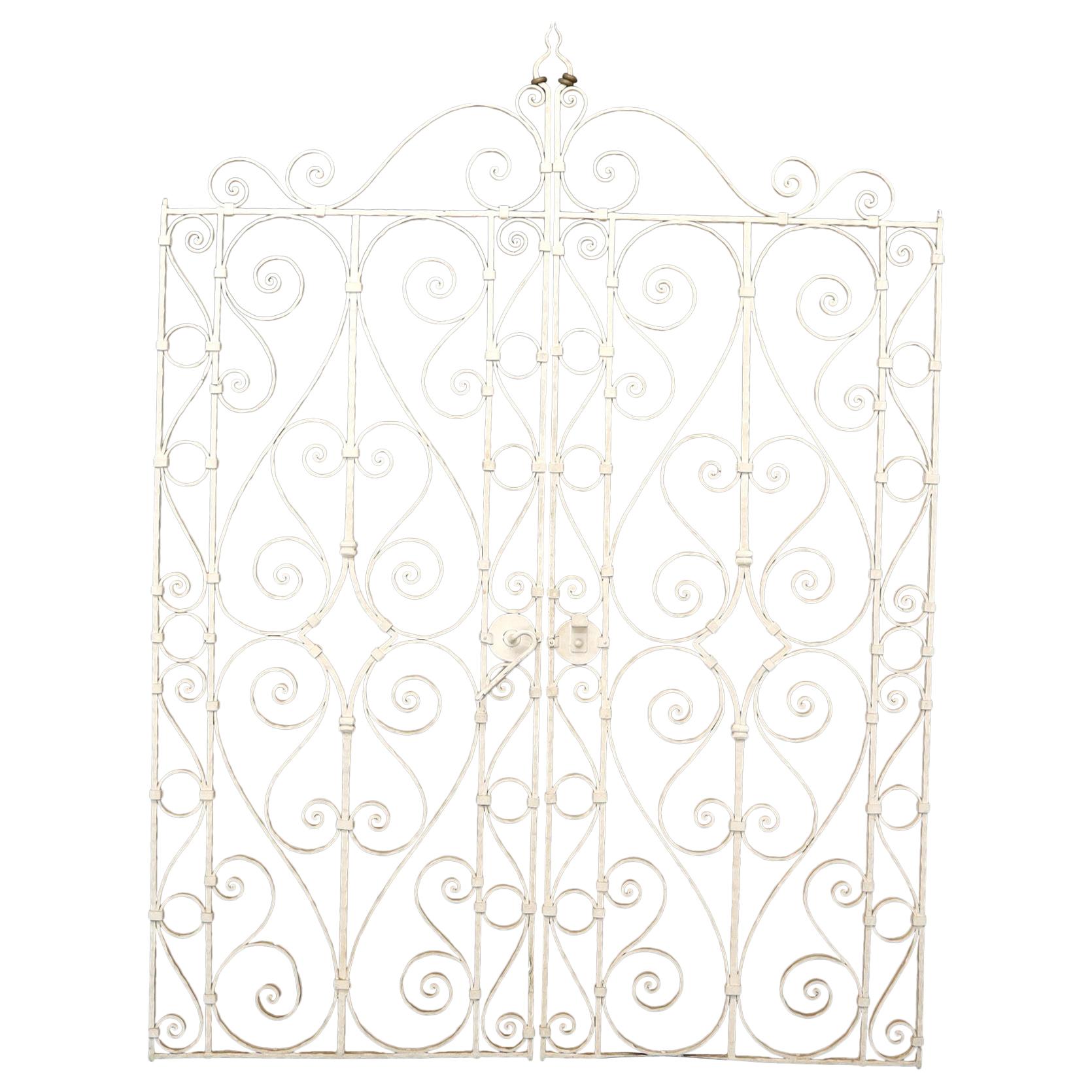 Decorative Wrought Iron French Double Gate with Latch