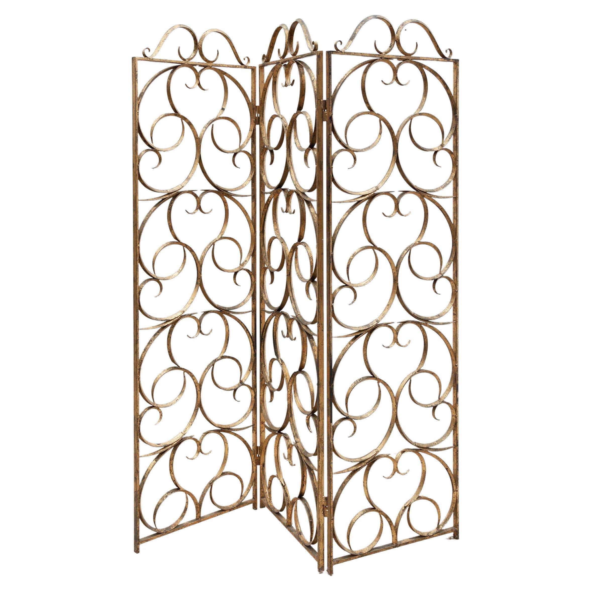Decorative Wrought Iron Gilt Folding Screen Italy 1950s For Sale At Decorative Wrought Iron Gilt Folding Screen Italy 1950s For Sale At