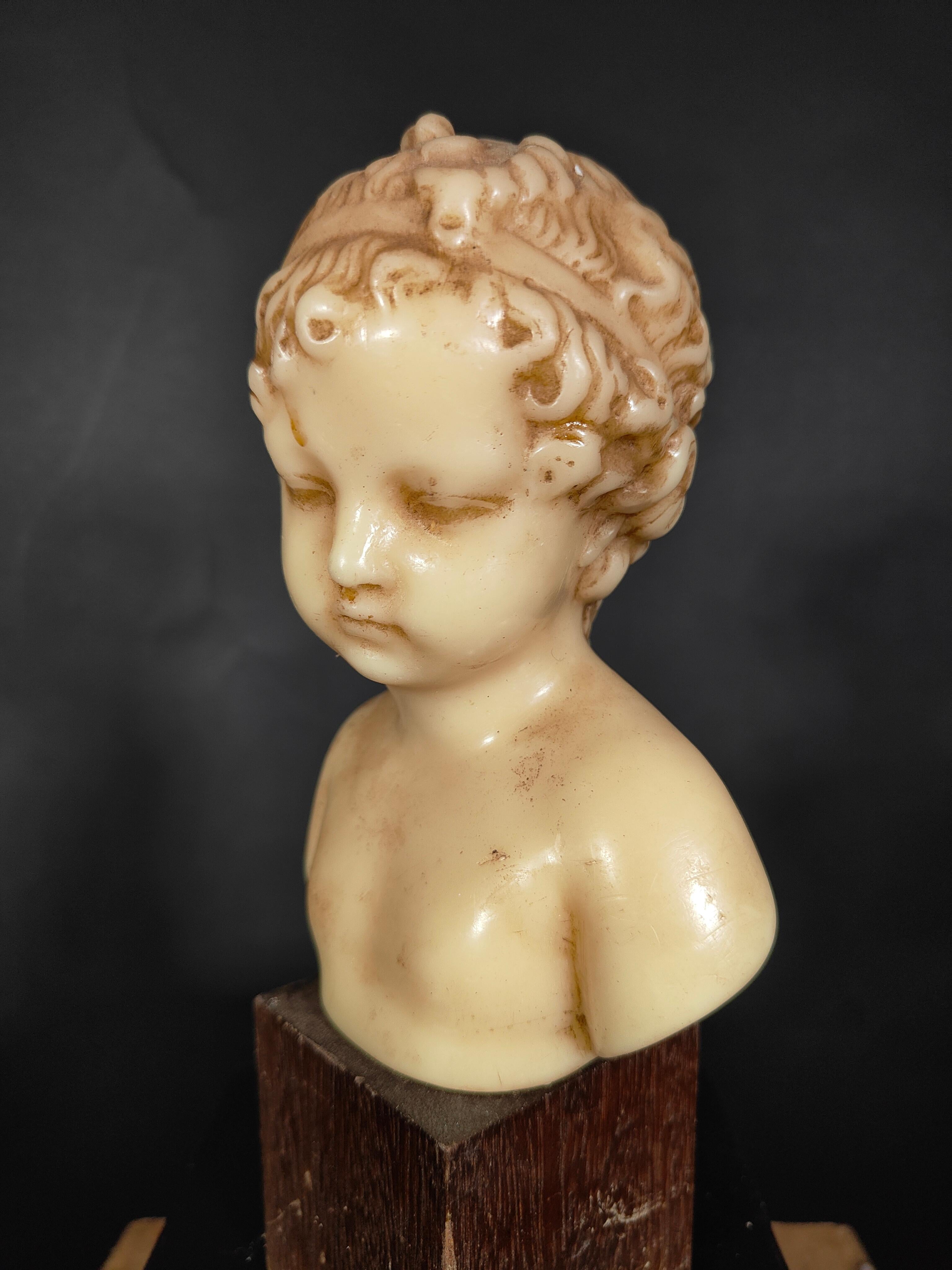 Decorative XIX Century Child Wax Bust For Sale 6