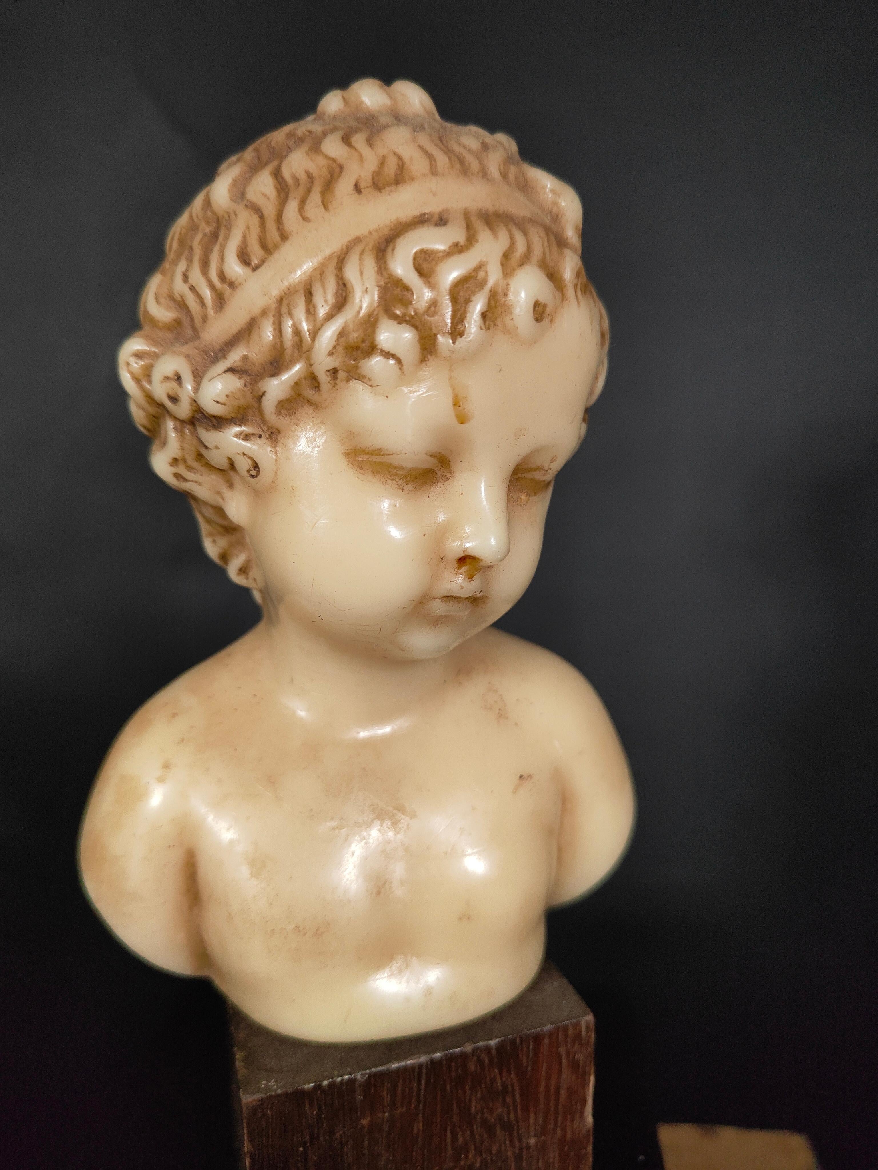 Decorative XIX Century Child Wax Bust For Sale 8