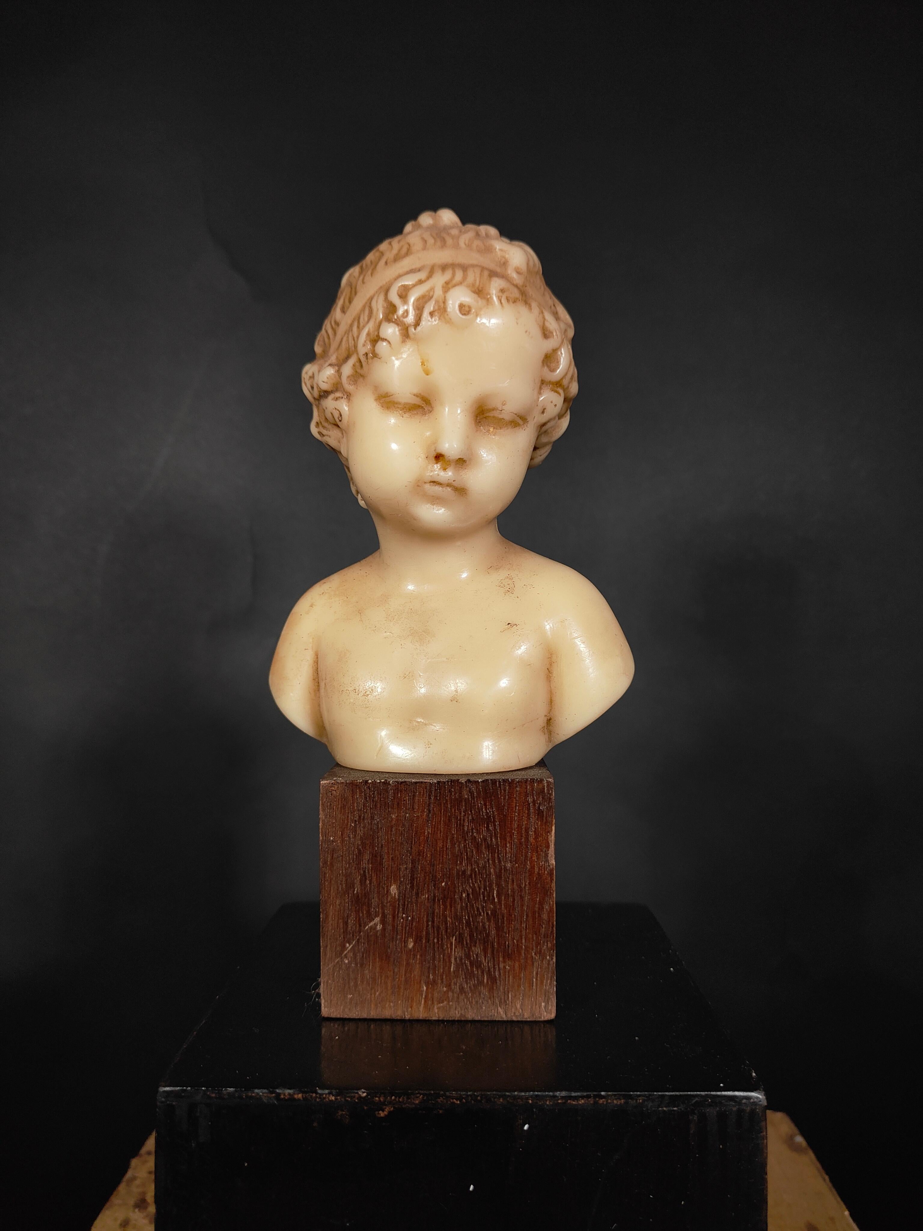 Mid-19th Century Decorative XIX Century Child Wax Bust For Sale