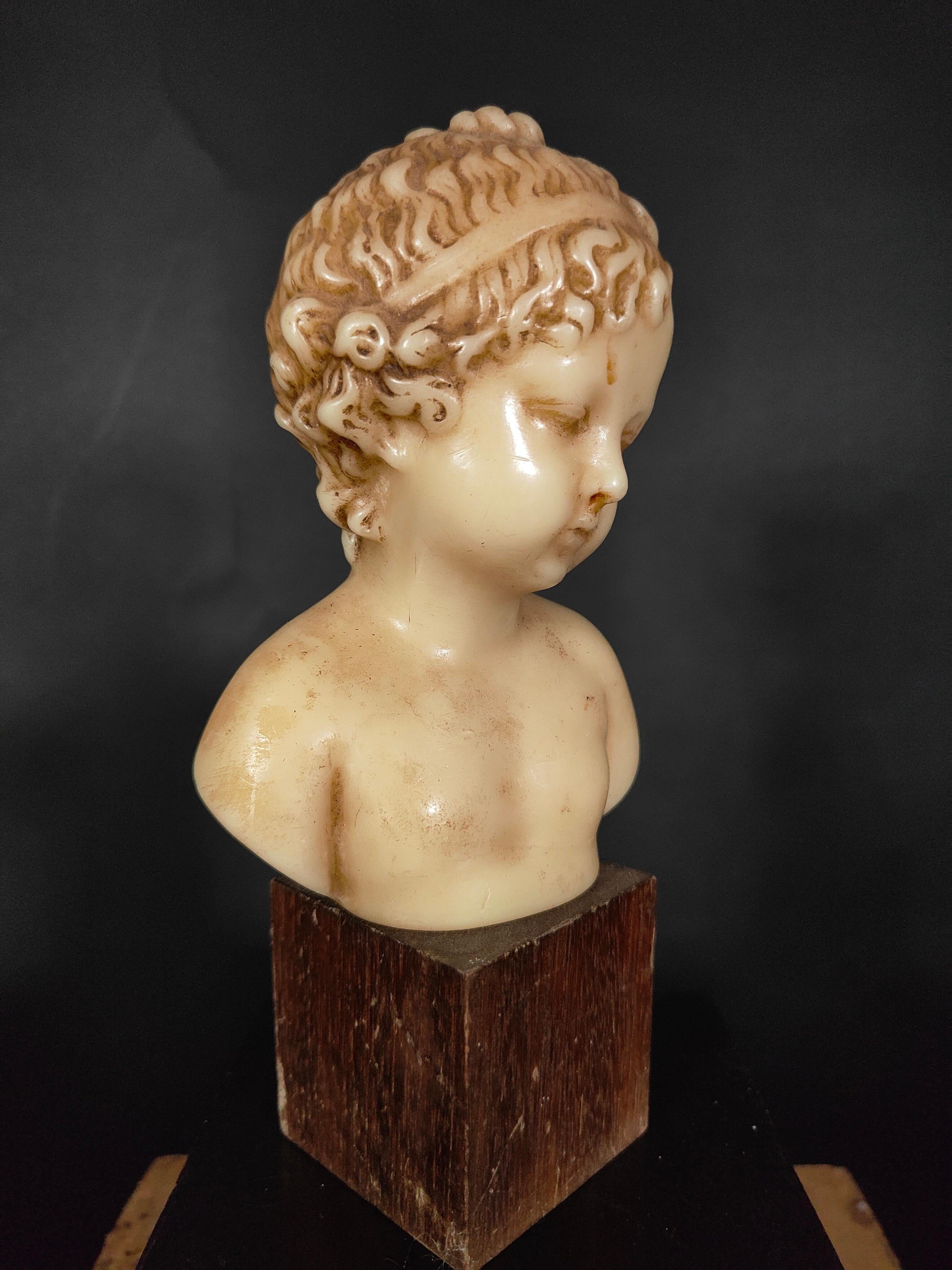 Decorative XIX Century Child Wax Bust For Sale 1