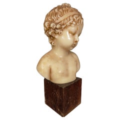 Buste décoratif en cire d'enfant du XIXe siècle