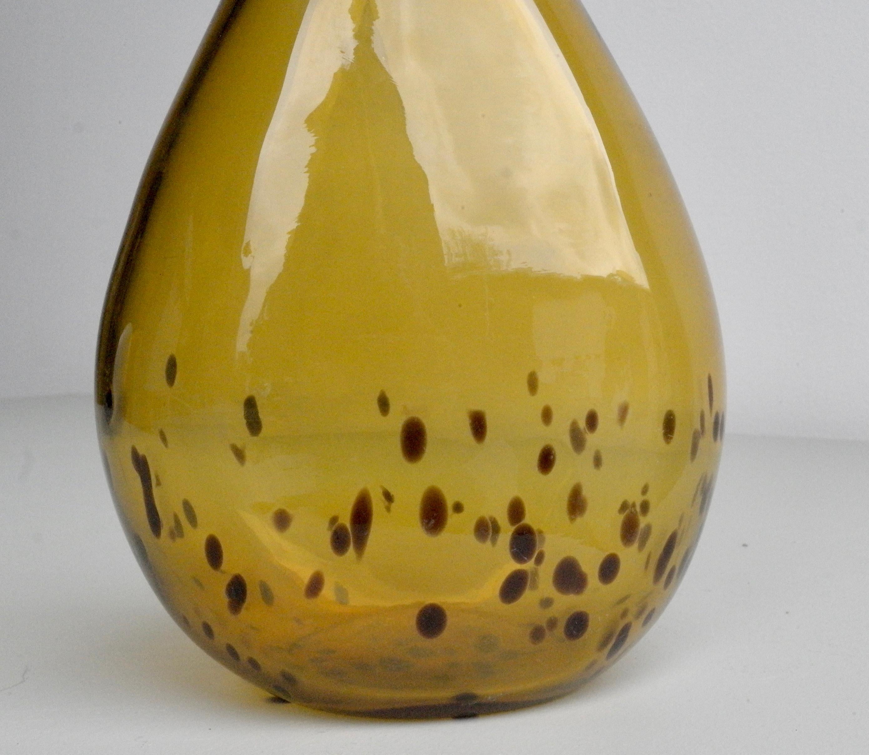 Decorative yellow and dots midcentury glass art vase, 1960s.