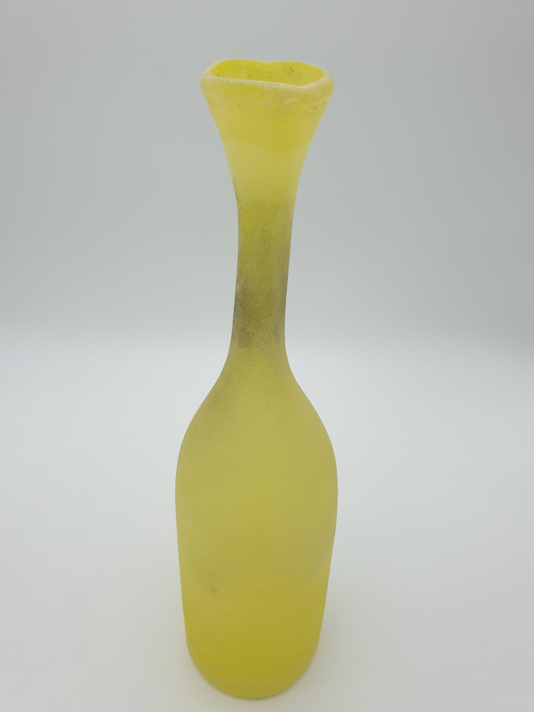 Decorative Yellow Murano Glass Bottle by Cenedese in 