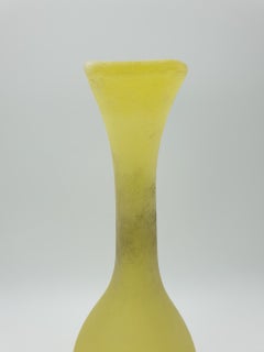 Decorative Yellow Murano Glass Bottle by Cenedese in "Scavo" Finish, 1990s