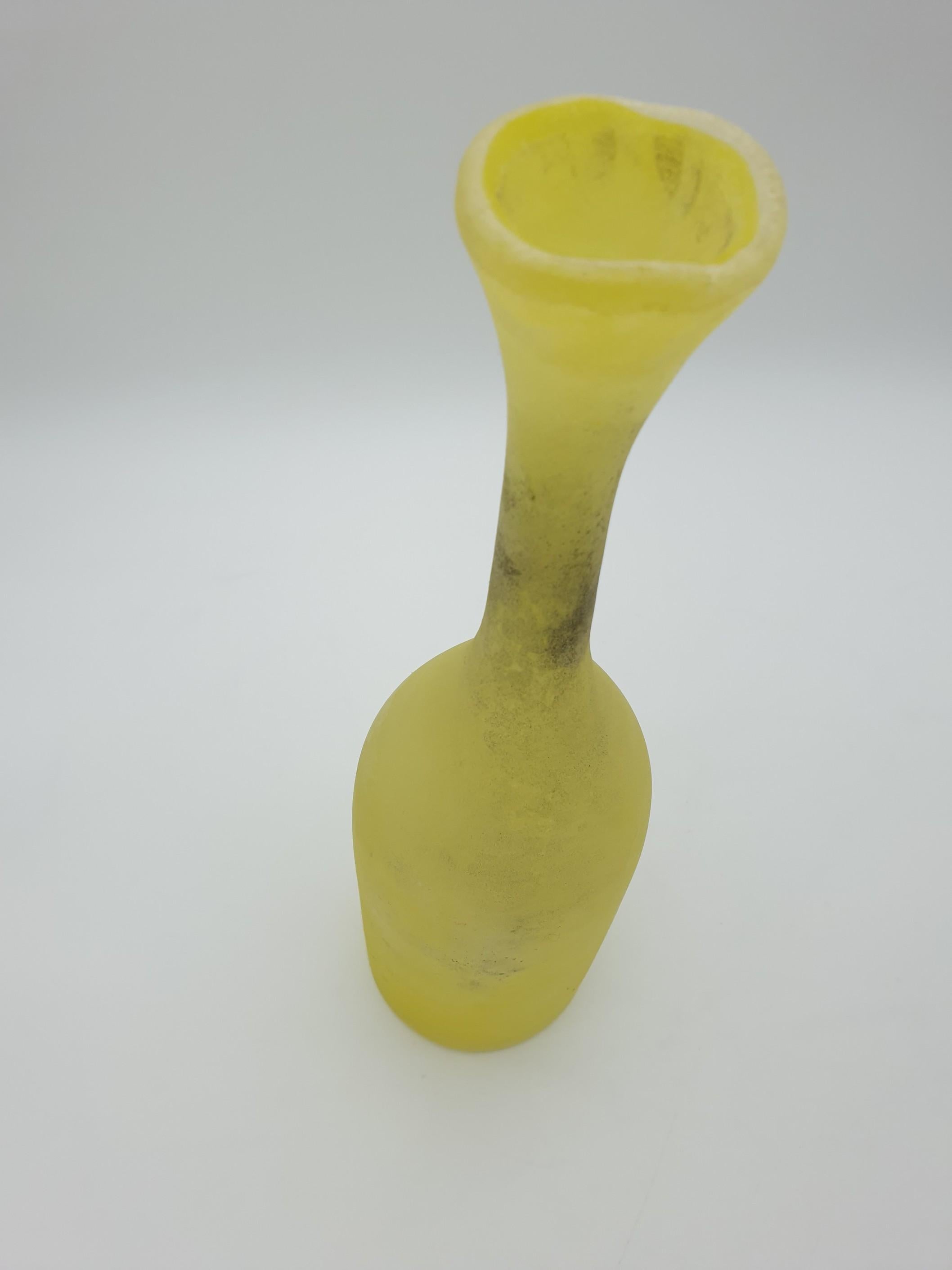 Decorative Yellow Murano Glass Bottle by Cenedese in 