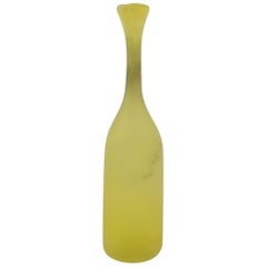 Vintage Decorative Yellow Murano Glass Bottle by Cenedese in "Scavo" Finish, 1990s