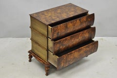 Decorator 3 Drawer Stacked Faux Book Form Italian Side Table w/ Oil Drop Finish