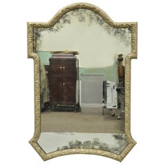 Decorator Carved Wood Distressed Silver Finish Looking Glass Large Wall Mirror