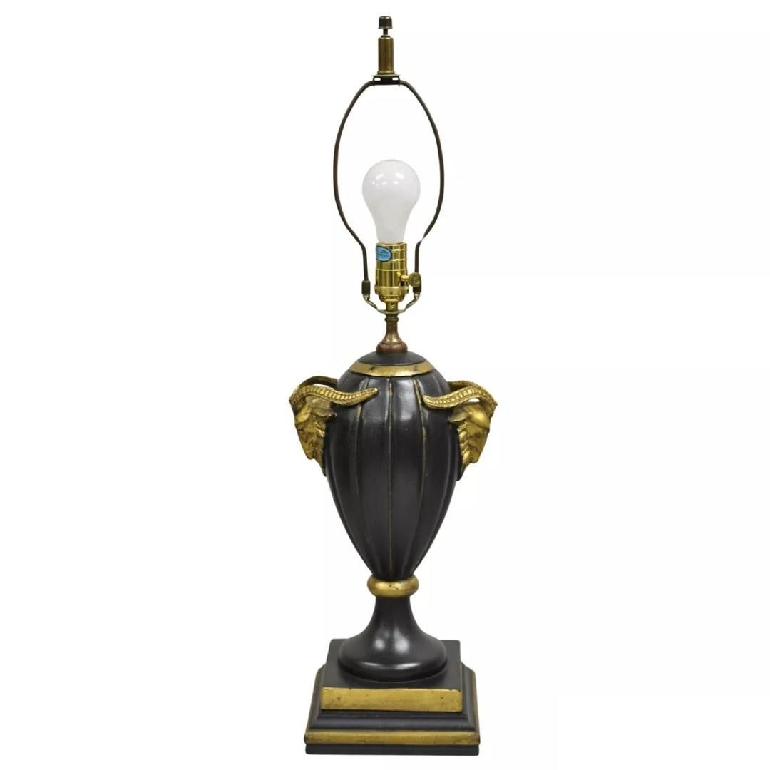 Decorator Chelsea House Neoclassical Style Black & Gold Table Lamp w/ Rams