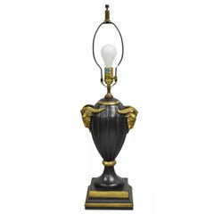 Decorator Chelsea House Neoclassical Style Black & Gold Table Lamp w/ Rams