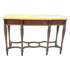 Hand Painted Chinoiserie and Faux Marble Top Console