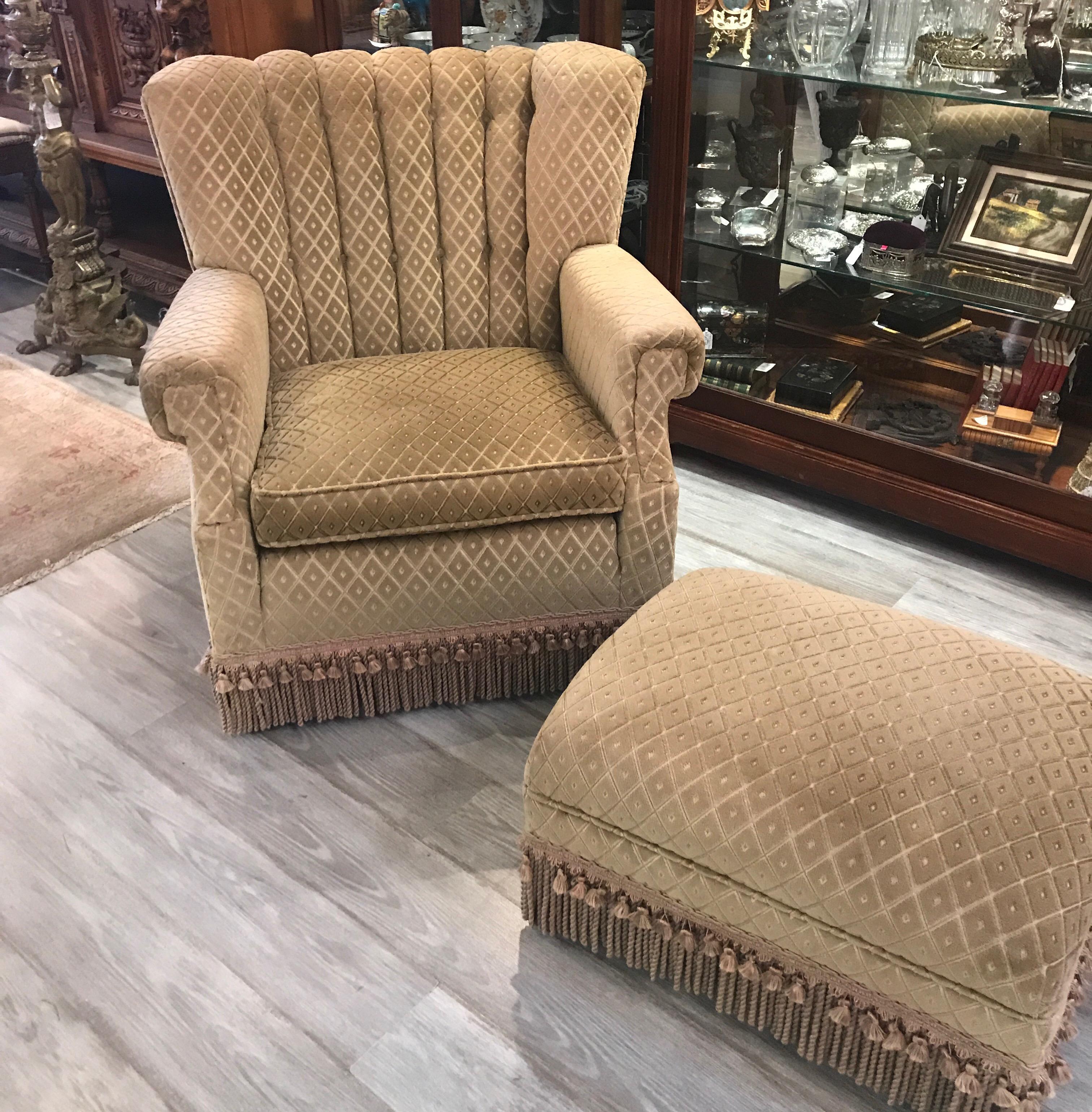 Art Deco Club Chair and Ottoman by Swaim 3