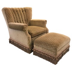 Art Deco Club Chair and Ottoman by Swaim