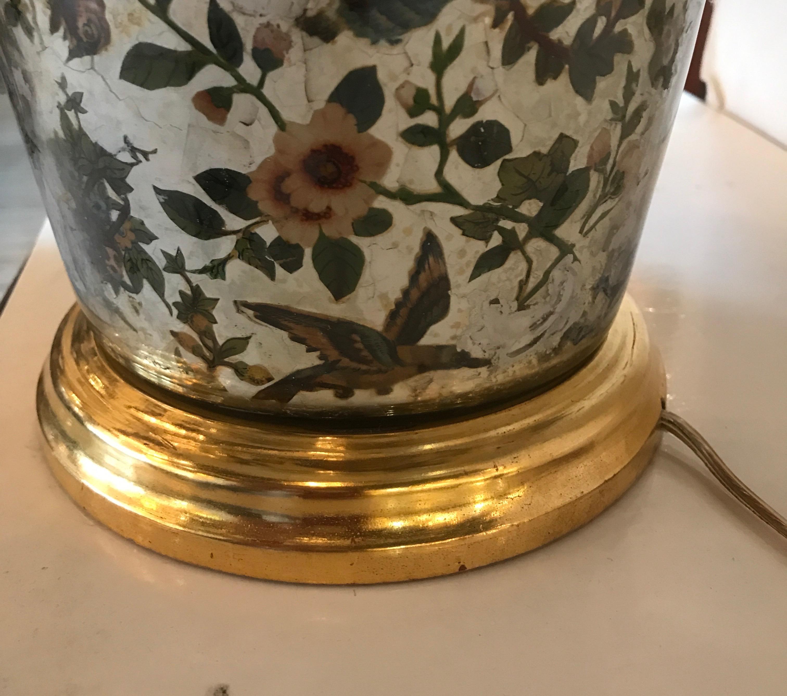Decorator Églomisé Decoupage Chinoiserie Lamp For Sale 2