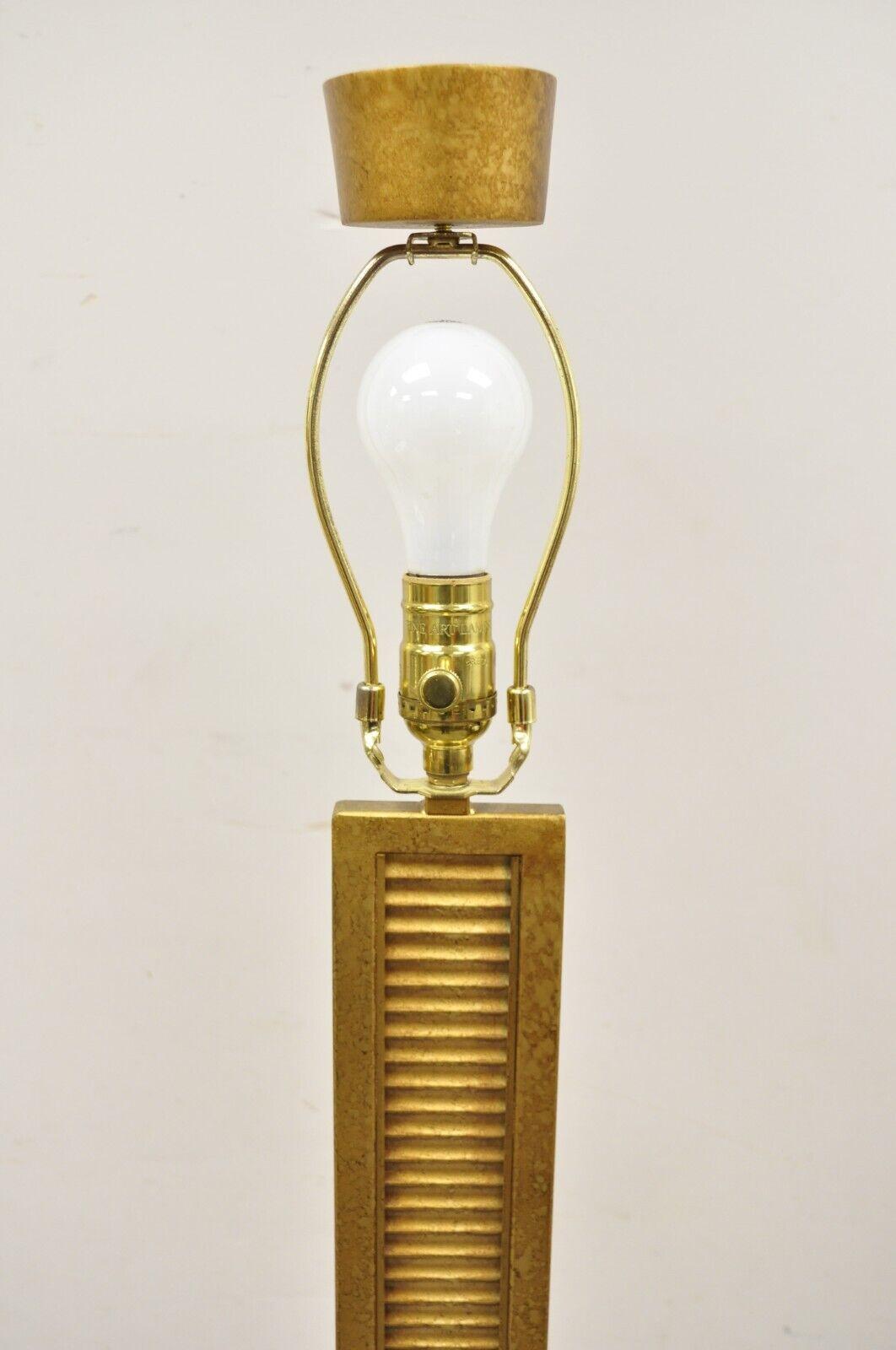 Decorator Fine Art Lamps Gold Gilt Metal Skyscraper Modern Floor Lamps - a Pair For Sale 1