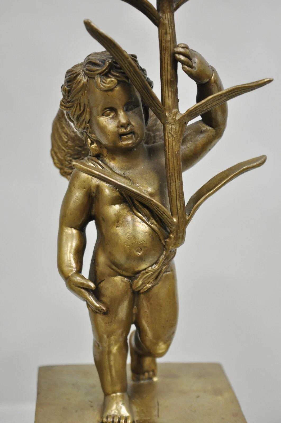 Decorator French Rococo Bronze and Porcelain Cherub Flower Candelabras - Pair In Good Condition For Sale In Philadelphia, PA
