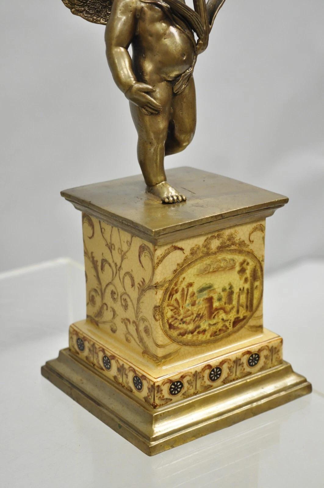 Decorator French Rococo Bronze and Porcelain Cherub Flower Candelabras - Pair For Sale 3
