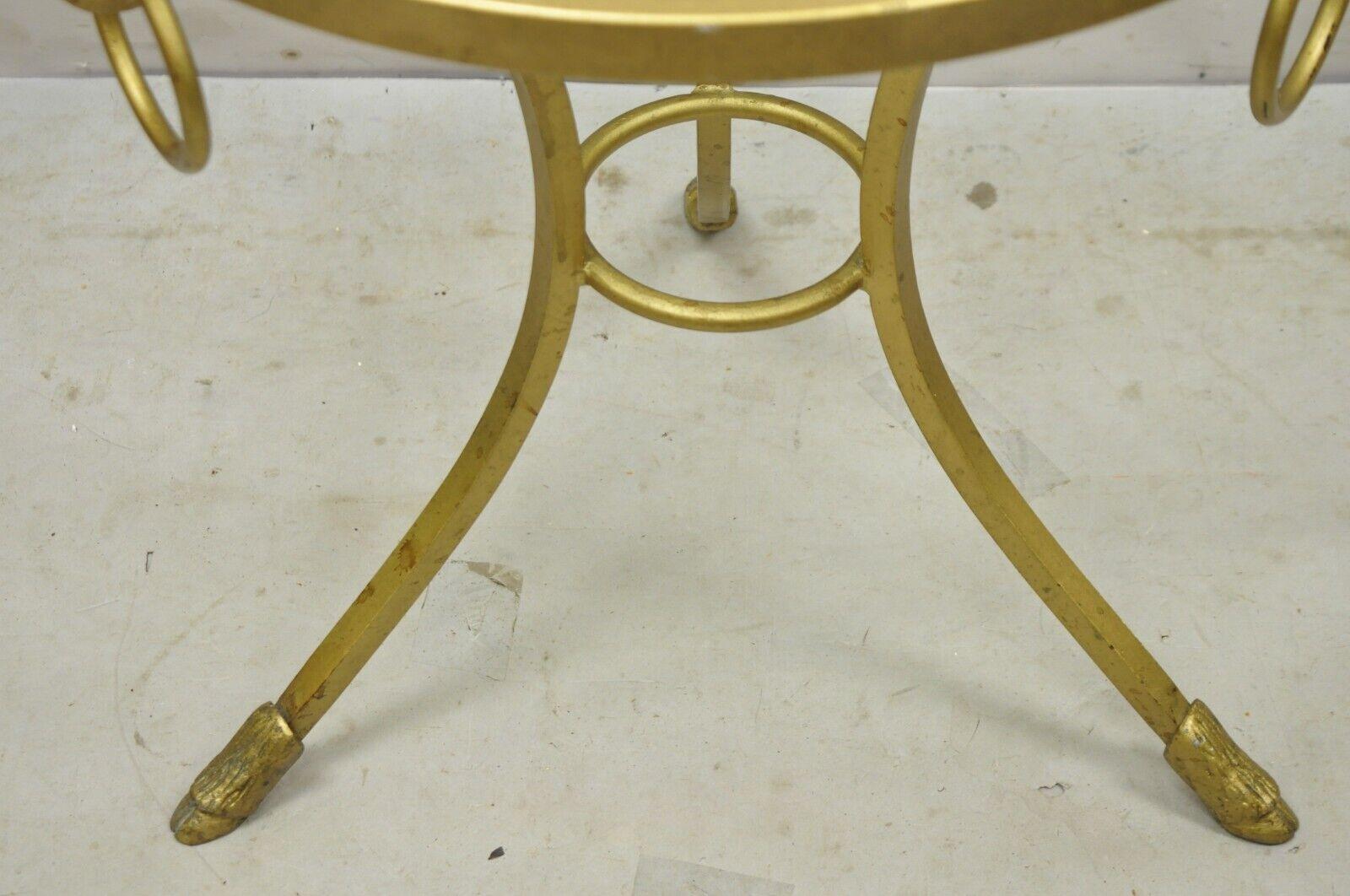 20th Century Decorator Gold Italian Neoclassical Style Hoof Foot Round Occasional Side Table For Sale