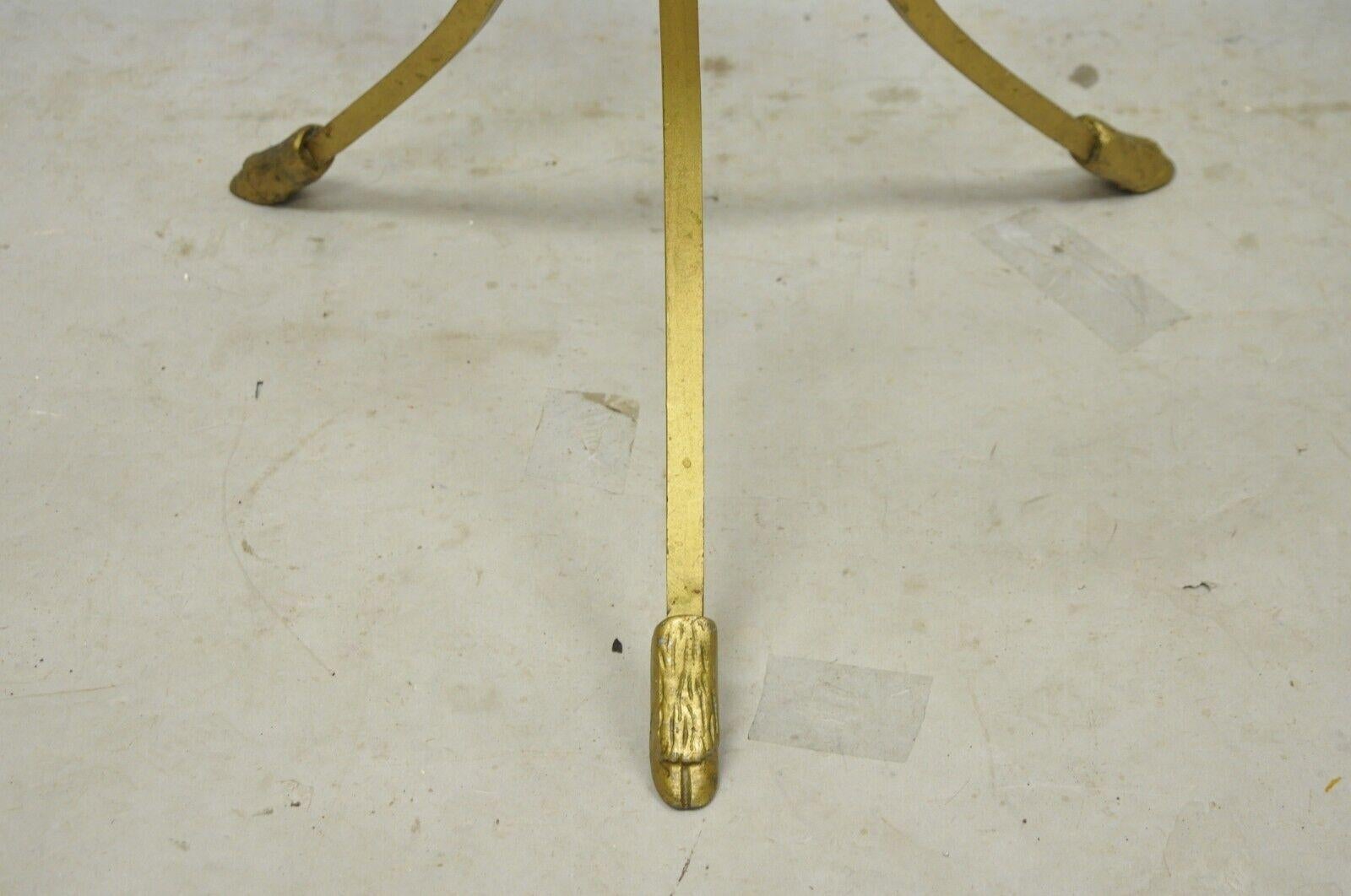 Metal Decorator Gold Italian Neoclassical Style Hoof Foot Round Occasional Side Table For Sale