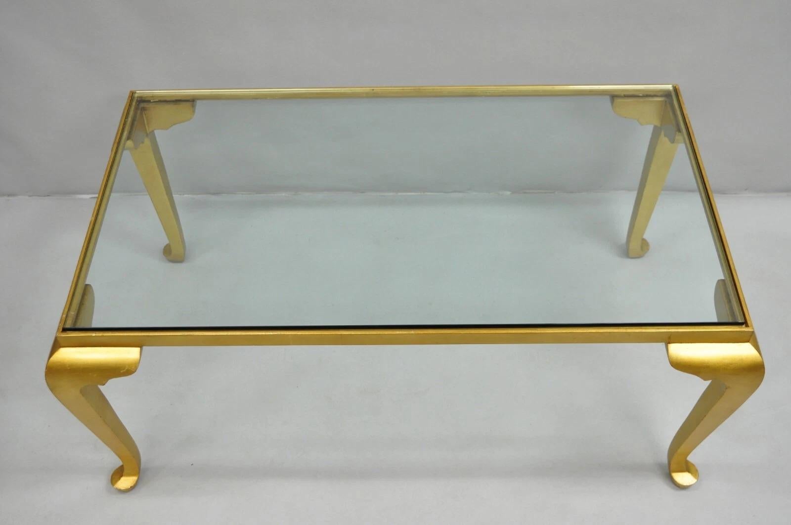 Table basse cabriole en fer doré italien de style Hollywood Regency Bon état - En vente à Philadelphia, PA