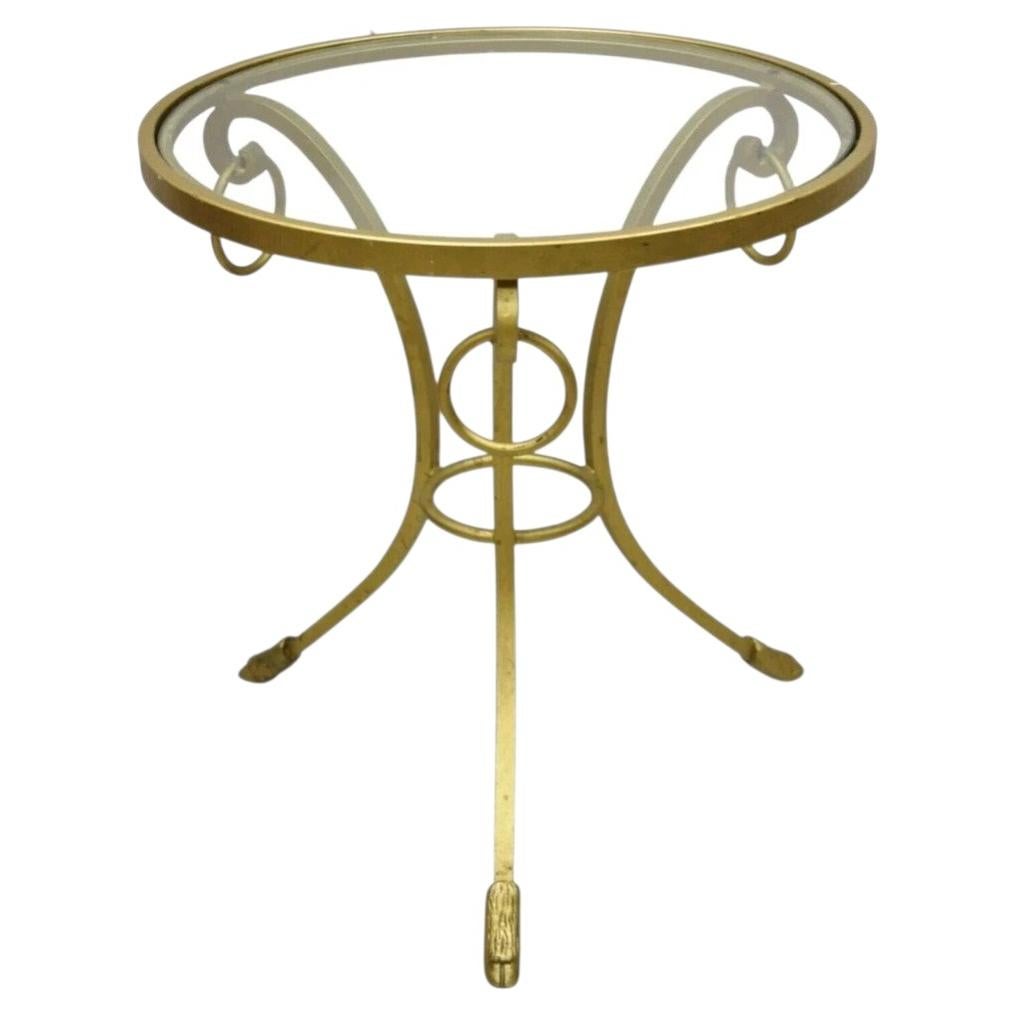 Decorator Italian Neoclassical Style Gold Hoof Foot Round Occasional Side Table For Sale