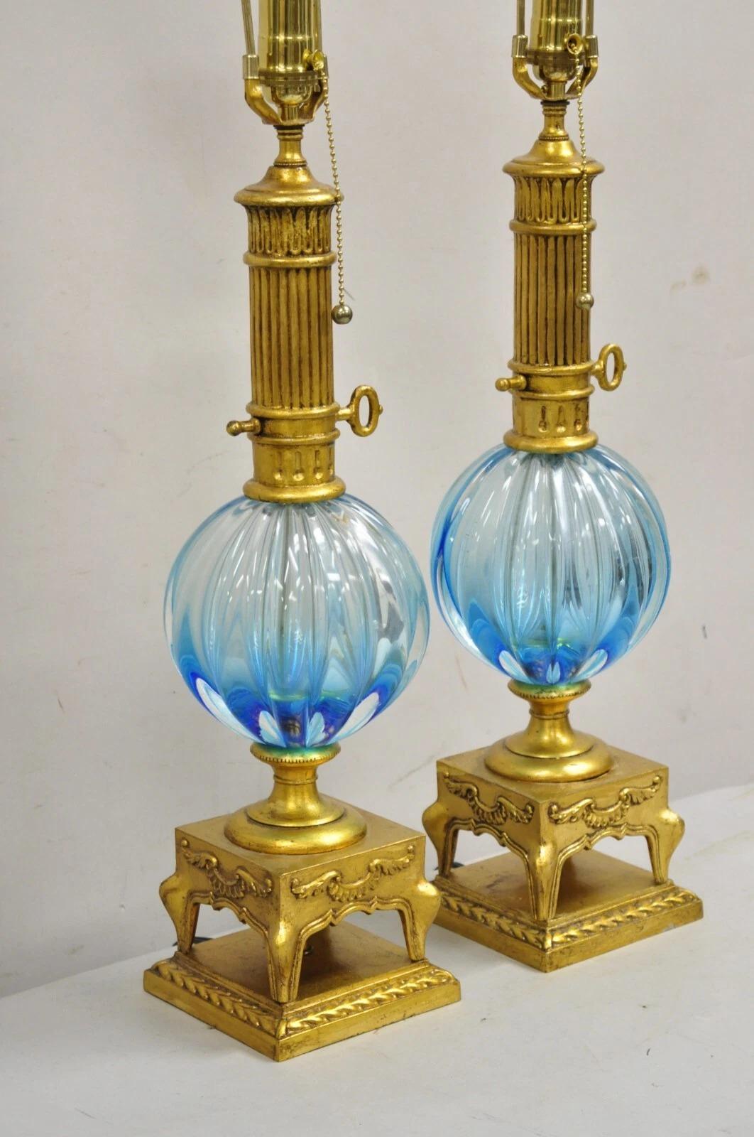 Dekorateur-Tischlampe im modernen italienischen Murano-Stil aus mundgeblasenem Glas in Gold – ein Paar im Angebot 3