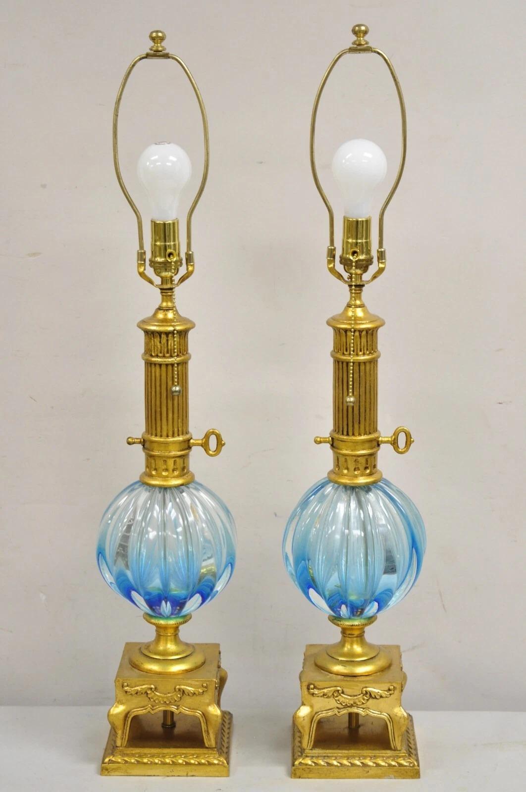 Dekorateur-Tischlampe im modernen italienischen Murano-Stil aus mundgeblasenem Glas in Gold – ein Paar im Angebot 4