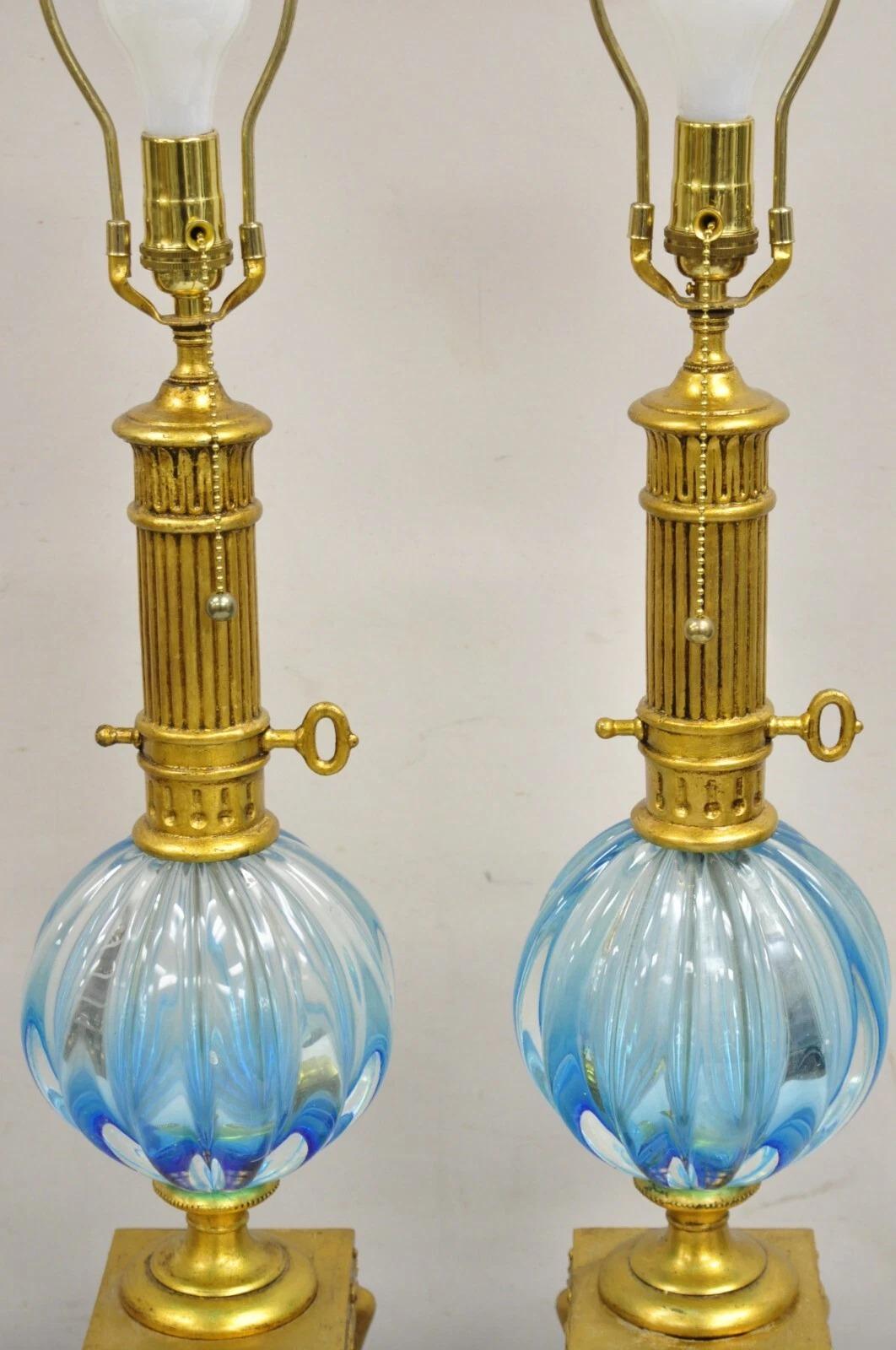 Dekorateur-Tischlampe im modernen italienischen Murano-Stil aus mundgeblasenem Glas in Gold – ein Paar (Sonstiges) im Angebot
