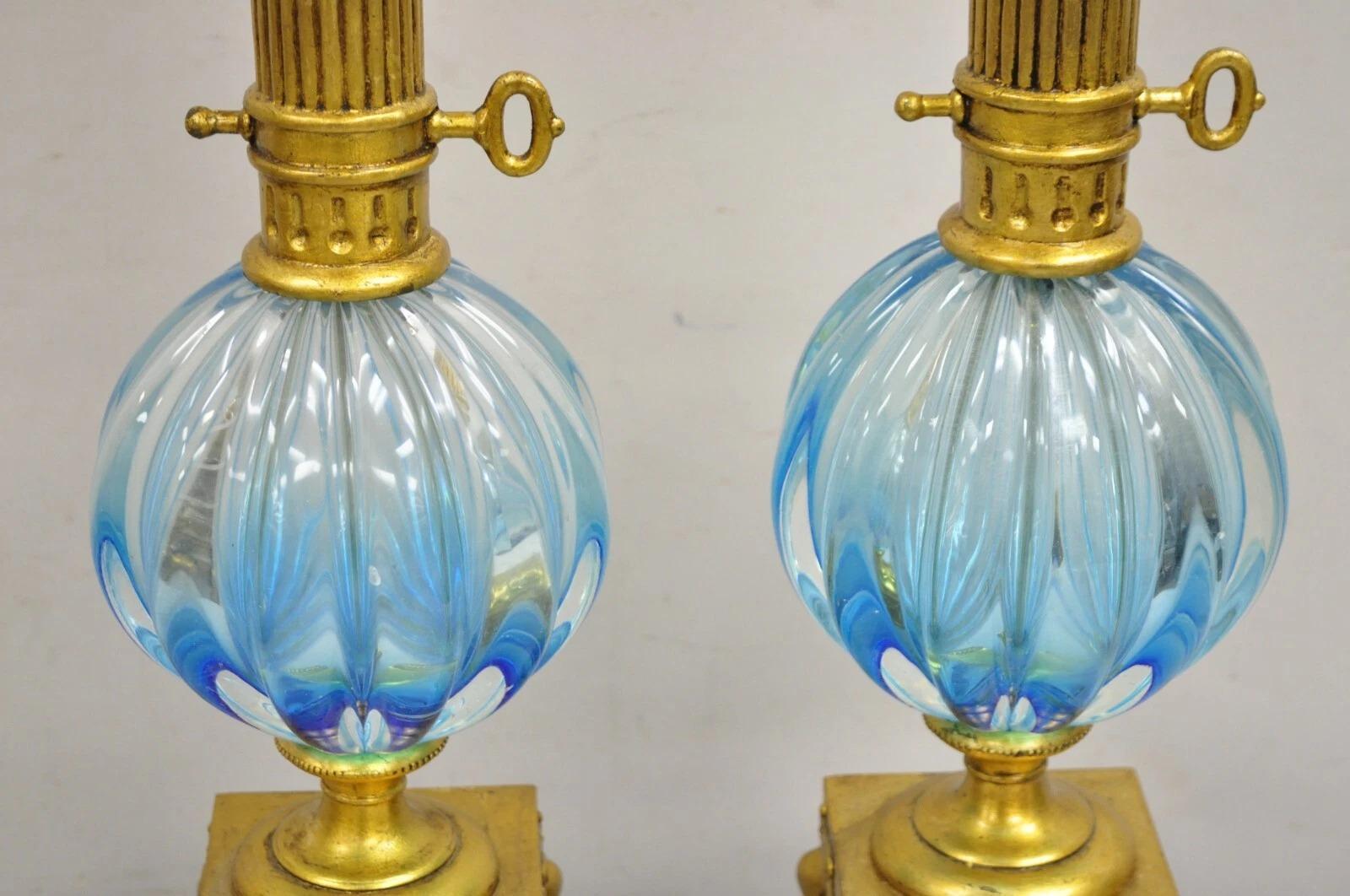 Dekorateur-Tischlampe im modernen italienischen Murano-Stil aus mundgeblasenem Glas in Gold – ein Paar (Unbekannt) im Angebot