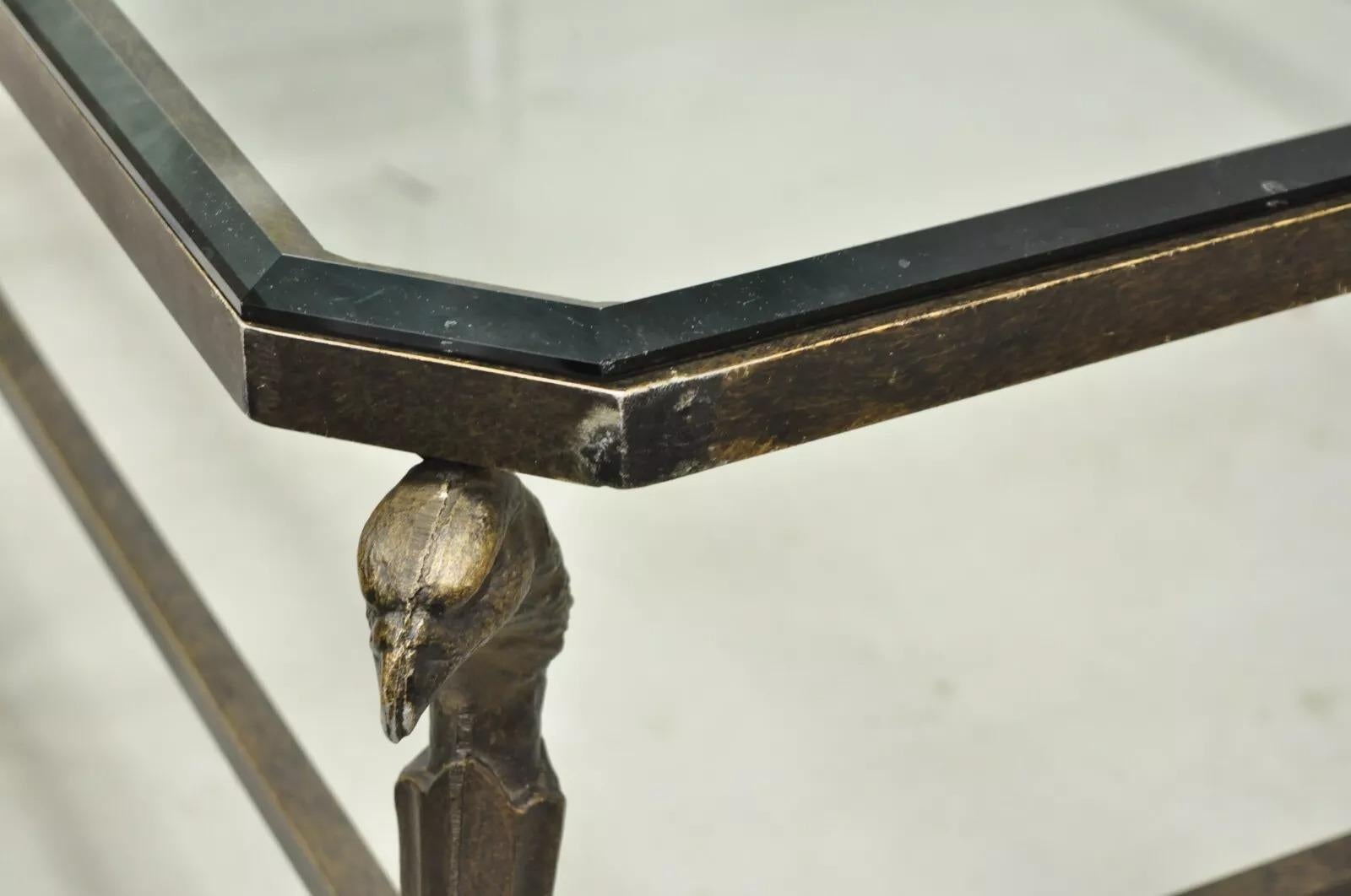 Decorator Regency Style Large Metal & Glass Coffee Table With Eagle Heads 5
