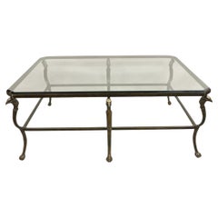 Decorator Regency Style Large Metal & Glass Coffee Table With Eagle Heads