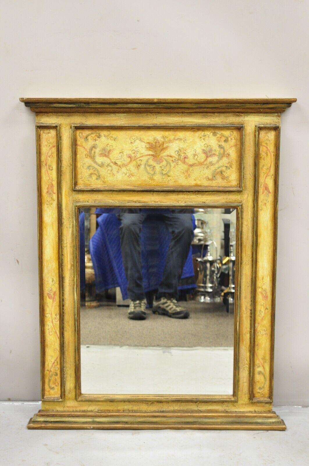 Decorator Shabby and Chic Italian Style Tuscan Distress Painted Wall Mirror. Circa 21st Century. Measurements: 43.5