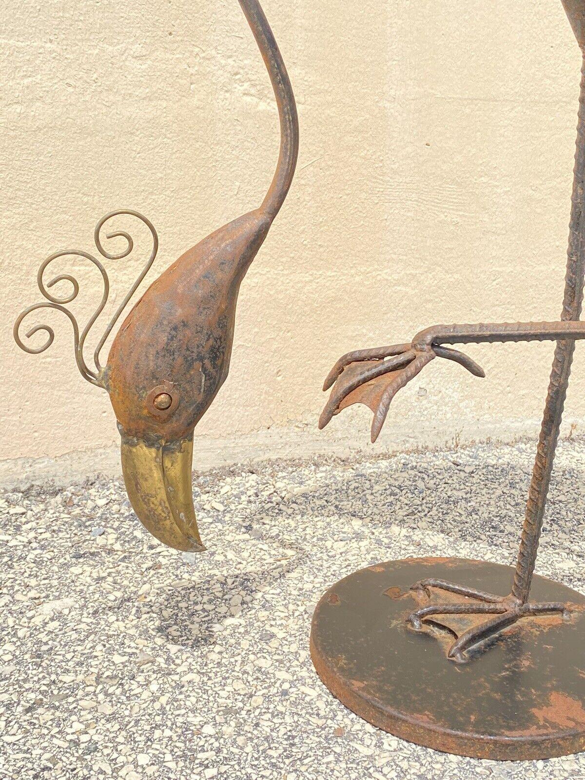 Modern Decorator Steel Metal Heron Bird Flamingo Garden Sculpture Statue, a Pair For Sale