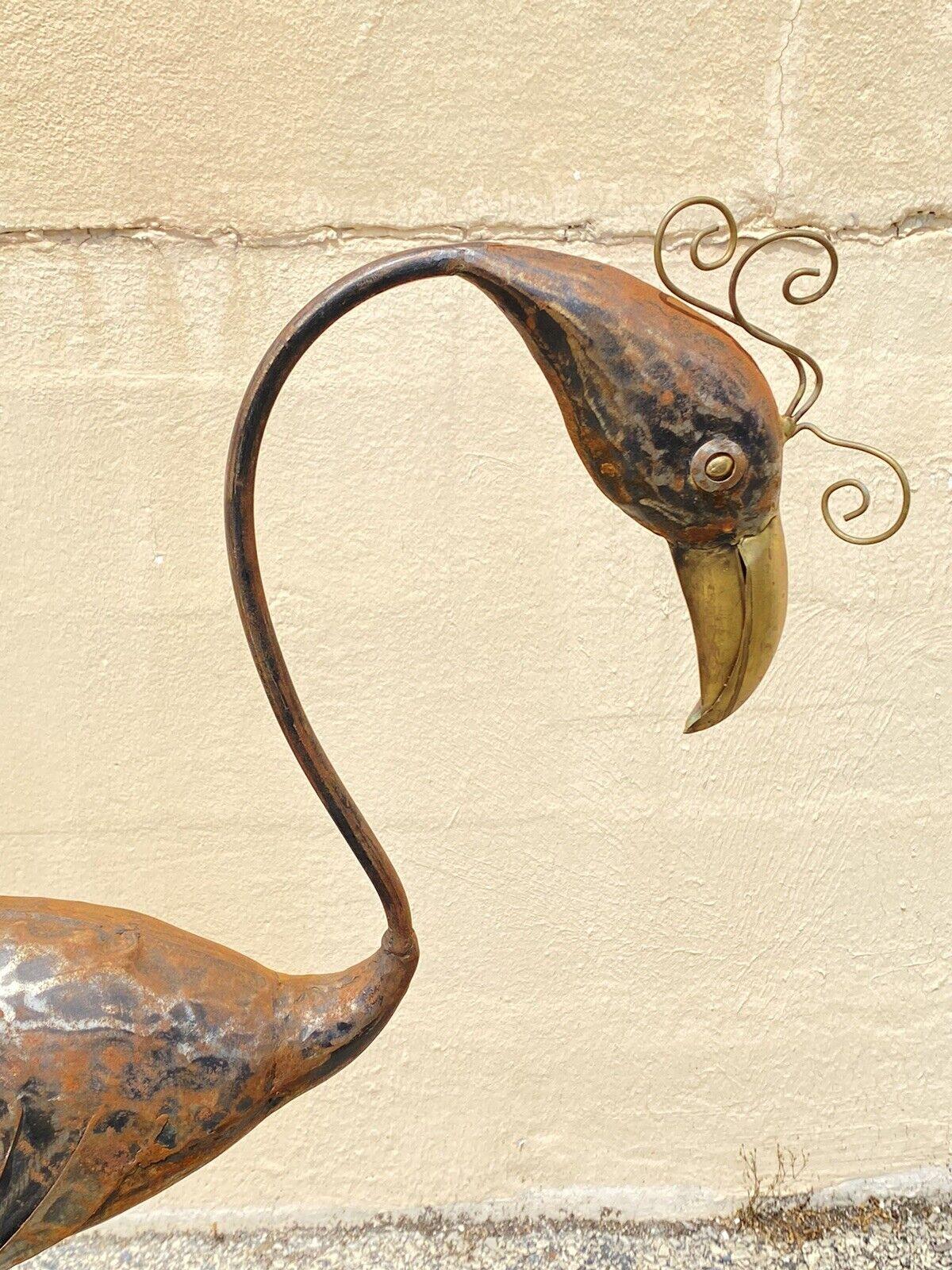 20th Century Decorator Steel Metal Heron Bird Flamingo Garden Sculpture Statue, a Pair For Sale