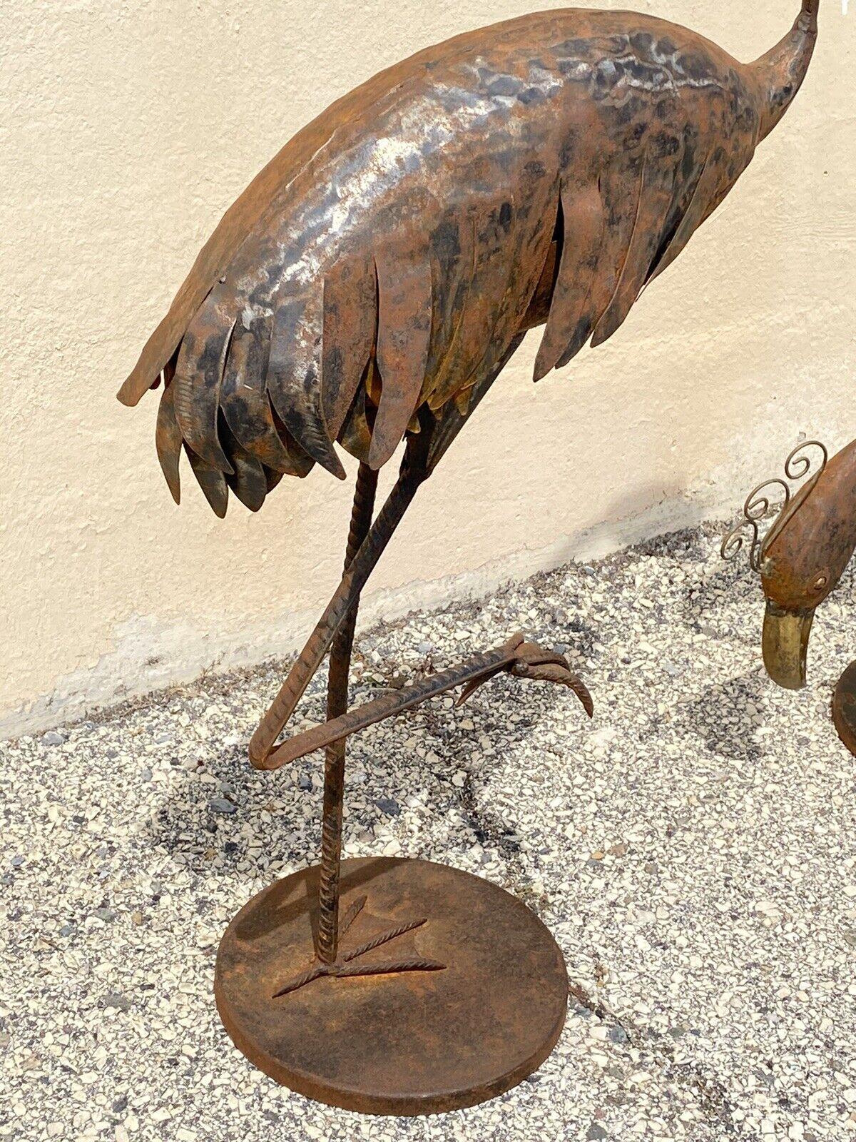 Decorator Steel Metal Heron Bird Flamingo Garden Sculpture Statue, a Pair For Sale 1