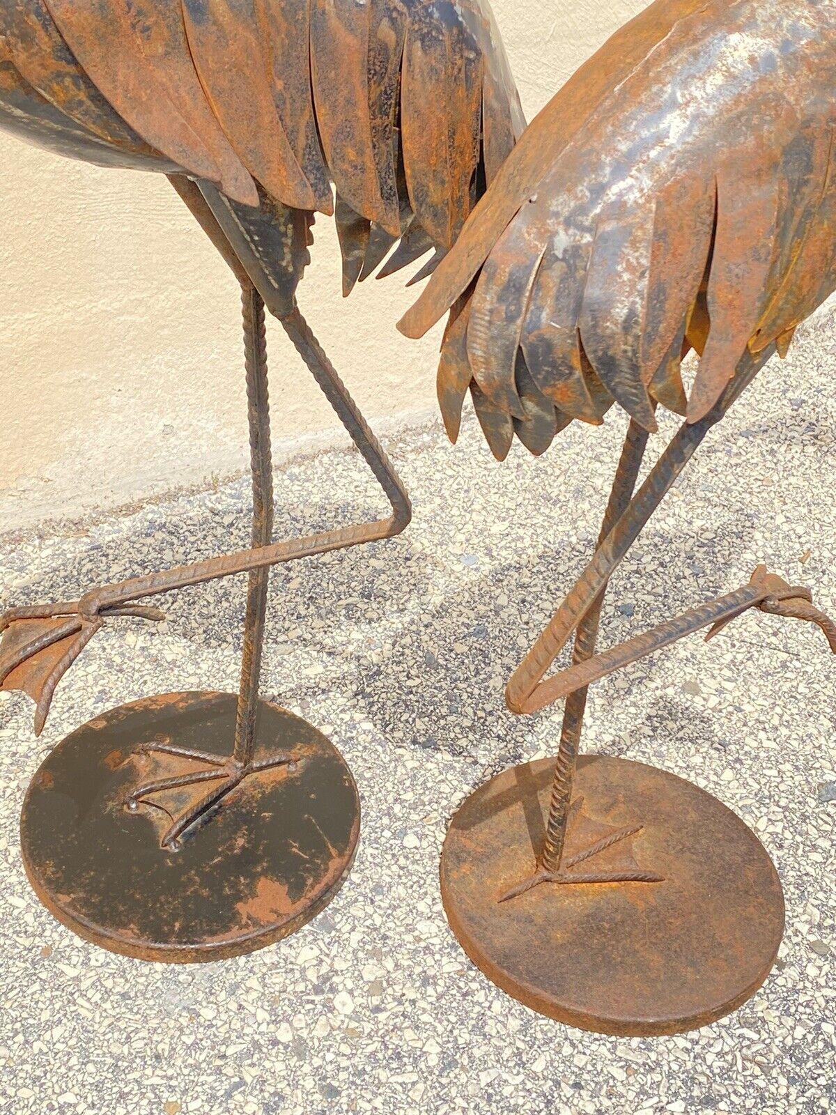 Decorator Steel Metal Heron Bird Flamingo Garden Sculpture Statue, a Pair For Sale 2