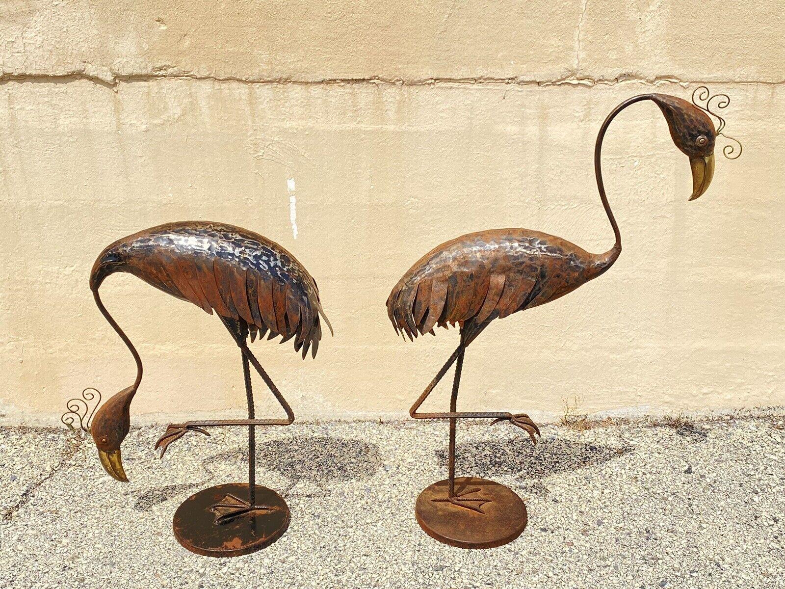 Decorator Steel Metal Heron Bird Flamingo Garden Sculpture Statue, a Pair For Sale 3