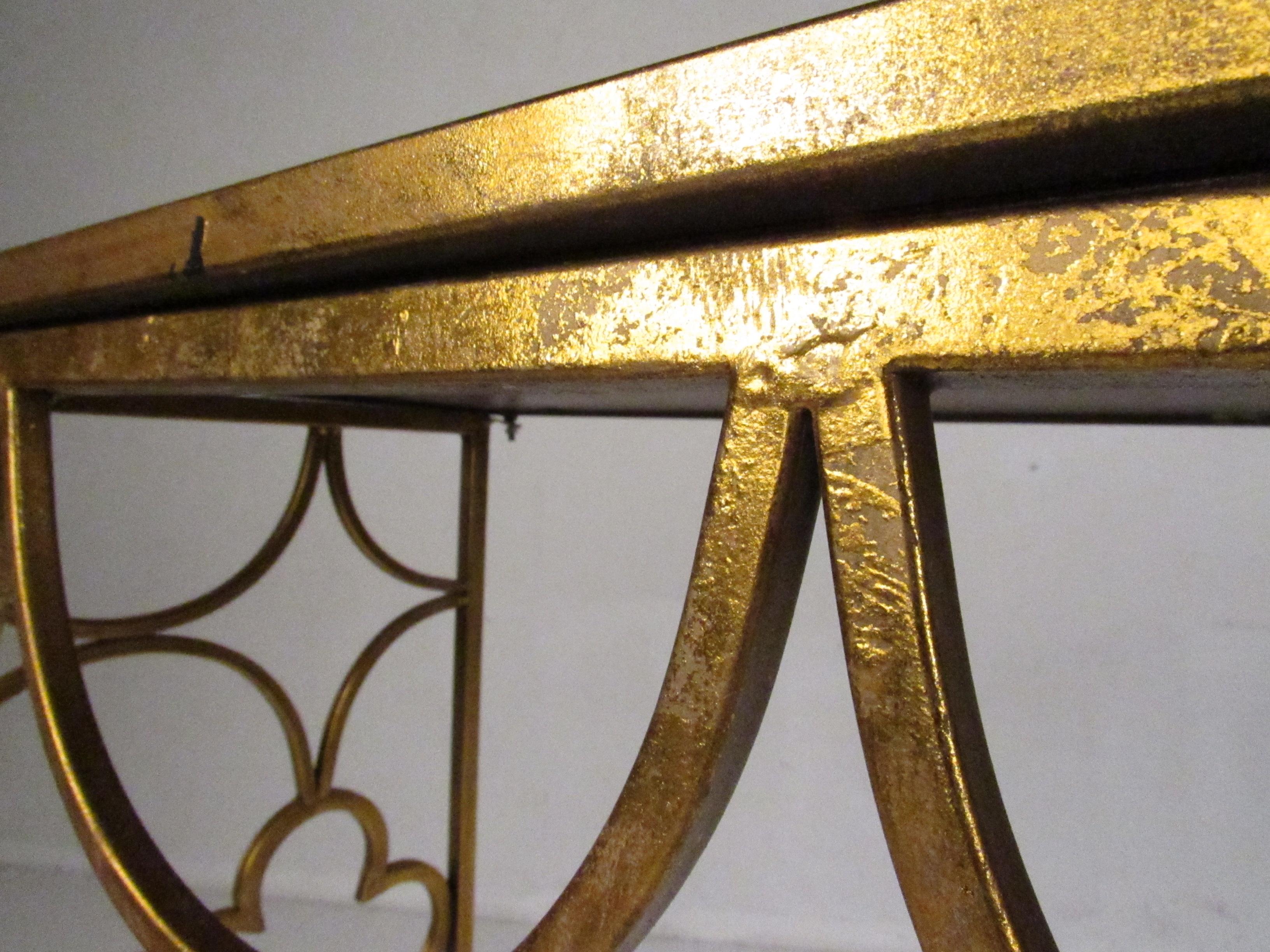 Metal Decorator Style Console Table with Mirrored Top