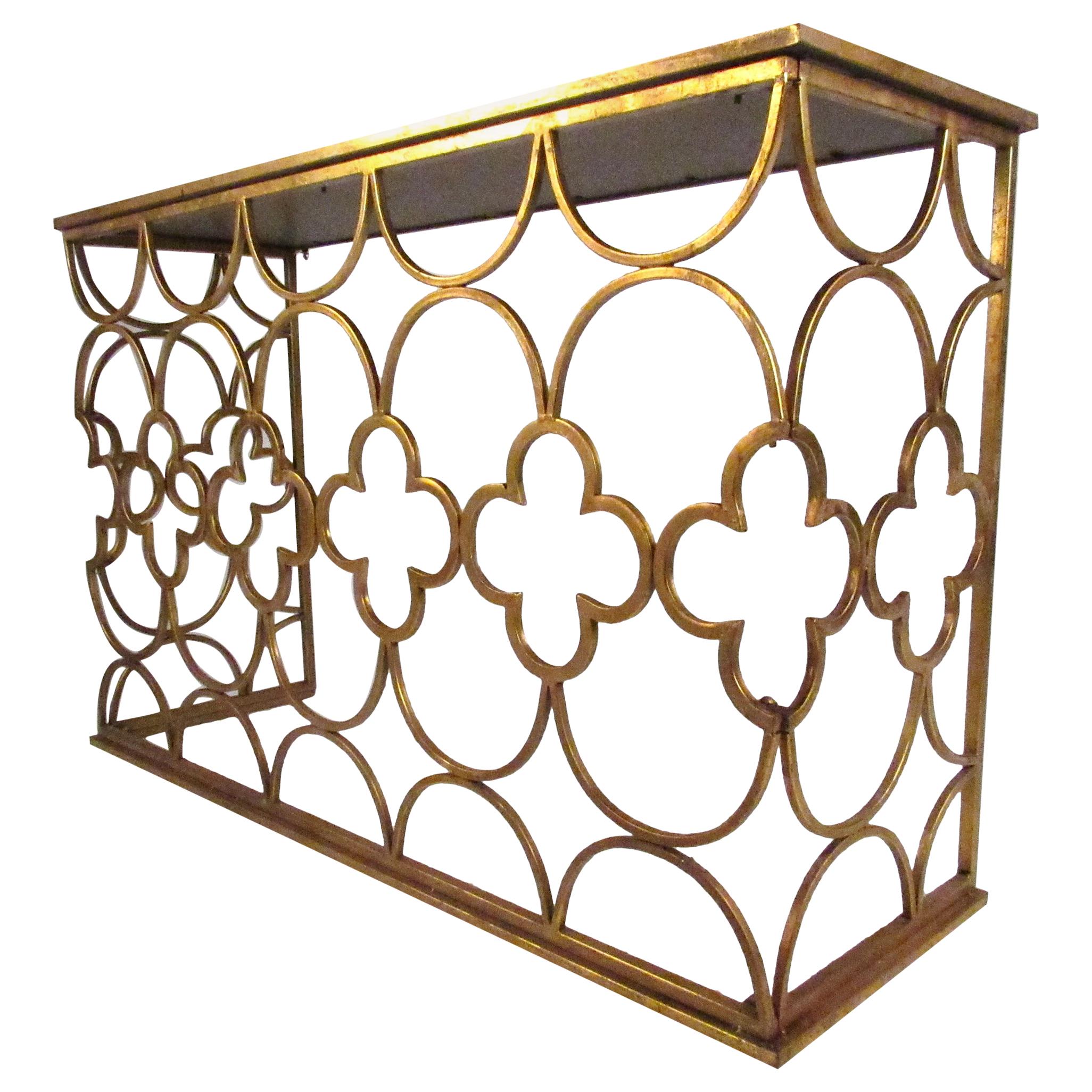 Decorator Style Console Table with Mirrored Top For Sale