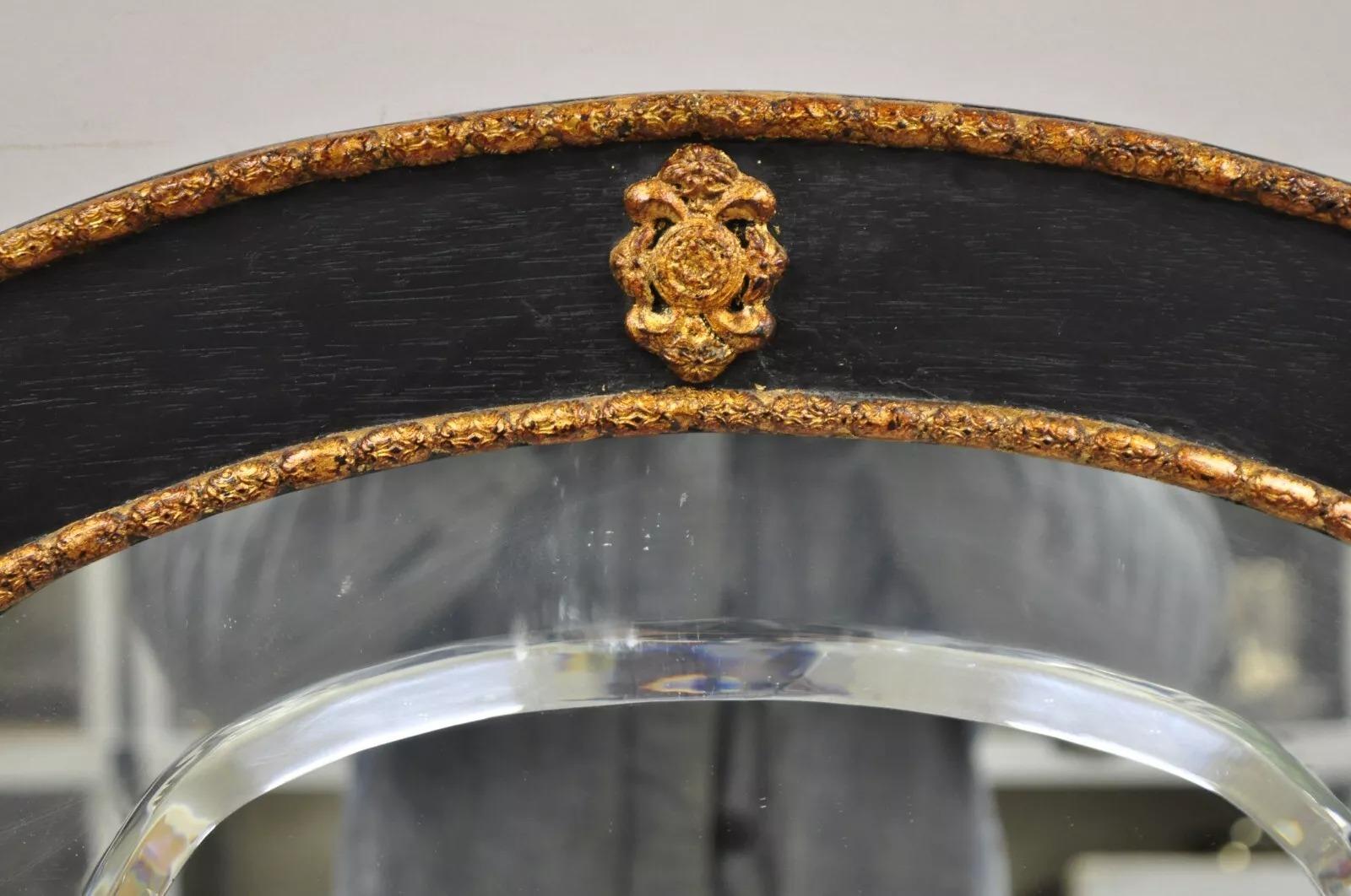 Decorative Venetian Chinoiserie Style Black and Gold Large Trumeau Wall Mirror en vente 4