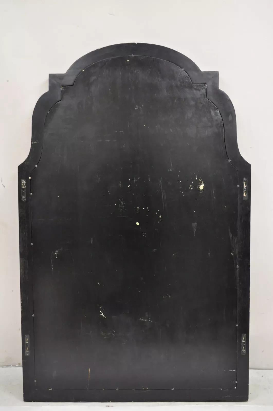 Decorative Venetian Chinoiserie Style Black and Gold Large Trumeau Wall Mirror en vente 2