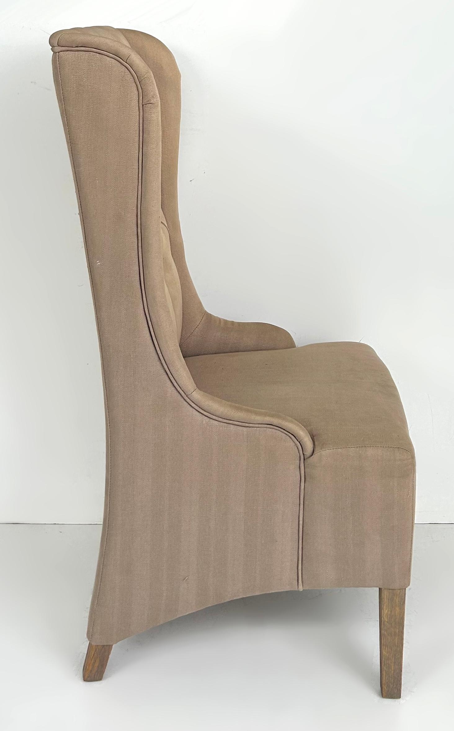 Decorator's High Back Tufted Wing Chairs to be Reupholstered In Good Condition For Sale In Miami, FL